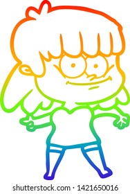 dibujo de una niña de dibujos animados con gradiente de color arcoiris
