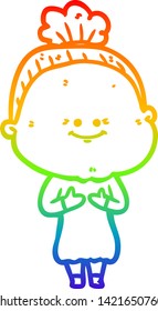dibujo de una anciana feliz con un degradado de arco iris