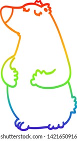 dibujo de una línea de gradiente de arco iris de un oso de dibujos animados