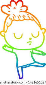 dibujo de una mujer tranquila con gradiente de arco iris