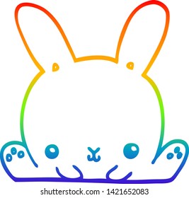dibujo de una línea de degradado de arco iris de un conejo de dibujos animados