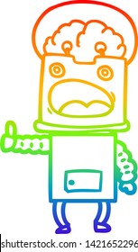 dibujo de línea de gradiente de arco iris de un robot de dibujos animados