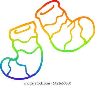 rainbow gradient line drawing of a cartoon striped socks