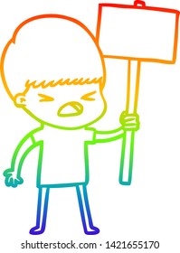 rainbow gradient line drawing of a cartoon stressed man