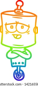 rainbow gradient line drawing of a cartoon robot