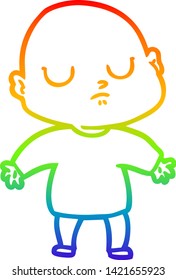 rainbow gradient line drawing of a cartoon bald man