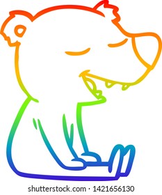 dibujo de una línea de gradiente de arco iris de un oso de dibujos animados