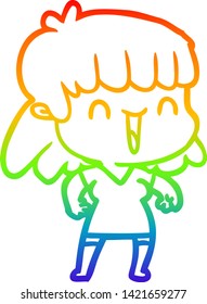 rainbow gradient line drawing of a cartoon woman