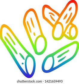 dibujo de línea de gradiente de arco iris de una caricatura de formas de pasta
