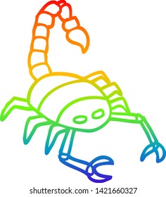 dibujo de una línea de gradiente de arco iris de un escorpión de dibujos animados