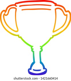 dibujo de una línea de degradado de arco iris de un trofeo deportivo de dibujos animados