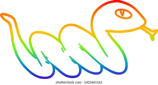 dibujo de la línea de gradiente del arco iris de una serpiente que desliza dibujos animados