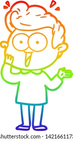 rainbow gradient line drawing of a cartoon staring man