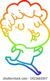 rainbow gradient line drawing of a cartoon man singing