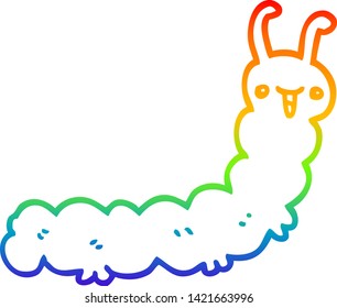 rainbow gradient line drawing of a cartoon caterpillar