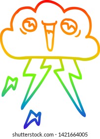 Regenbogen-Farbverlauf-Zeichnung einer Cartoon-Leuchtwolke