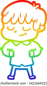Regenbogen-Farbverlauf-Zeichnung eines Cartoon-glücklichen Jungen