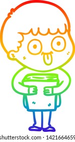 rainbow gradient line drawing of a cartoon man staring