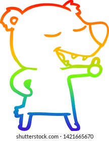 dibujo de una línea de gradiente de arco iris de un oso de dibujos animados