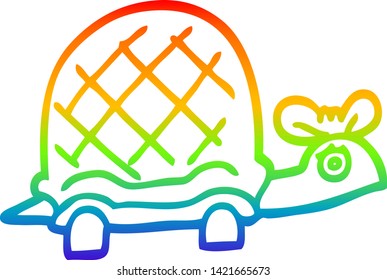 rainbow gradient line drawing of a cartoon funny tortoise