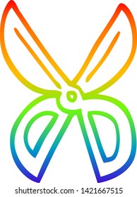 rainbow gradient line drawing of a cartoon scissors