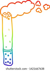 dibujo de línea de gradiente de arco iris de un cigarrillo de dibujos animados