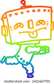 dibujo de línea de gradiente de arco iris de un robot de dibujos animados