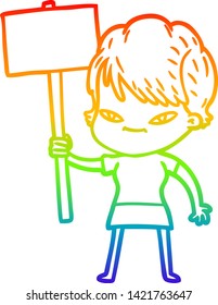 dibujo de una mujer feliz con gradiente de arco iris