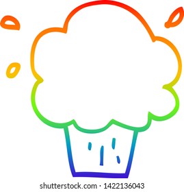 dibujo de la línea de gradiente del arco iris de un quequito de dibujos animados