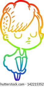 dibujo de una mujer de dibujos animados con gradiente de arco iris