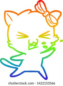Regenbogengradientenzeichnung einer Cartoon Katze