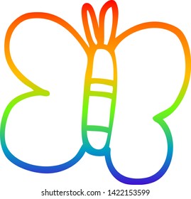 rainbow gradient line drawing of a cartoon butterfly 