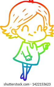 dibujo de una chica amigable con el gradiente del arco iris
