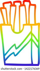 rainbow gradient line drawing of a cartoon fast food fries
