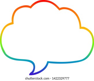 rainbow gradient line drawing of a cartoon grey speech bubble