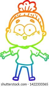 dibujo de una anciana feliz con un degradado de arco iris