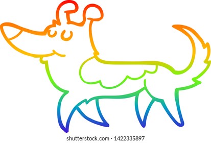 rainbow gradient line drawing of a cartoon dog