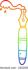 rainbow gradient line drawing of a cartoon fountain pen