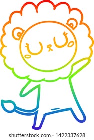 dibujo de una línea de gradiente de arco iris de un león de dibujos animados
