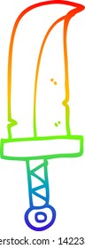 rainbow gradient line drawing of a cartoon dagger