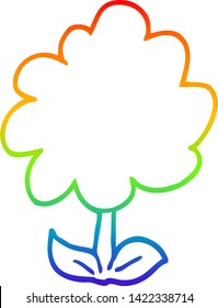 rainbow gradient line drawing of a cartoon flower