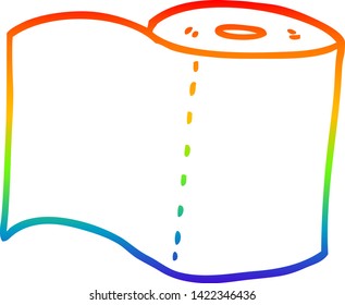 rainbow gradient line drawing of a cartoon toilet roll