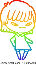 dibujo de una mujer de dibujos animados con gradiente de arco iris