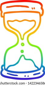 rainbow gradient line drawing of a cartoon hourglass