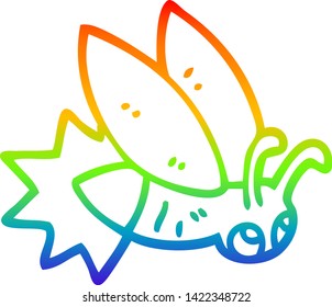 rainbow gradient line drawing of a cartoon firefly