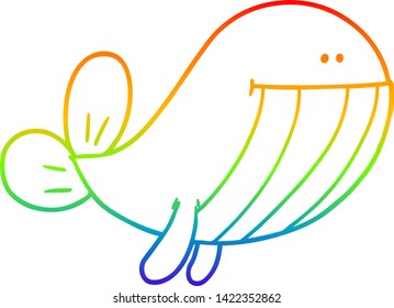 rainbow gradient line drawing of a cartoon whale