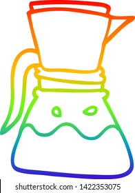 rainbow gradient line drawing of a cartoon filter coffee