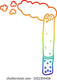 dibujo de línea de gradiente de arco iris de un cigarrillo de dibujos animados