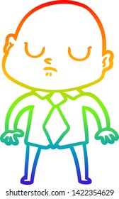 rainbow gradient line drawing of a cartoon bald man
