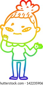 rainbow gradient line drawing of a cartoon woman